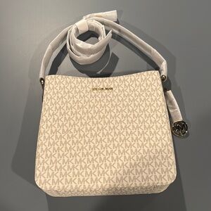 Jet Set Travel Large Metallic Signature Logo Messenger Bag, Michael Kors NEW